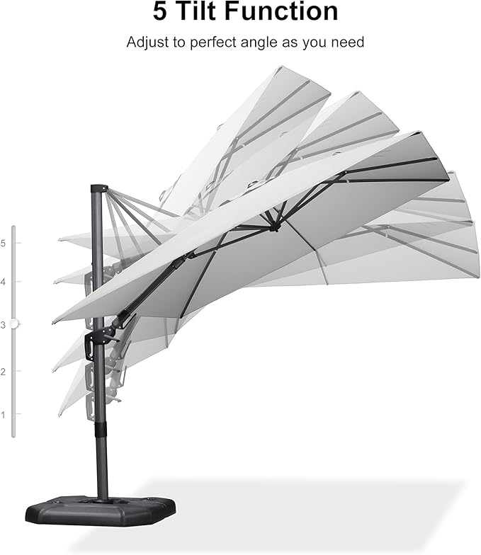 PURPLE LEAF 9' X 12' Left-right Tilt Patio Umbrella Outdoor Cantilever Swivel - Image 8