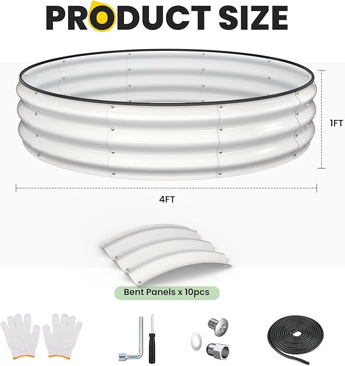 Galvanized Raised Garden Bed 4×4×1 FT, Round Metal Raised Garden Bed Outdoor - Image 5