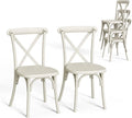 VINGLI Plastic Outdoor Dining Chairs Set of 2, Stackable Patio Cream White by VINGLI