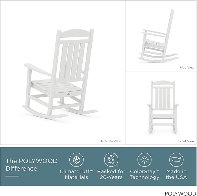 POLYWOOD Presidential Rocking Chair in White - Image 3