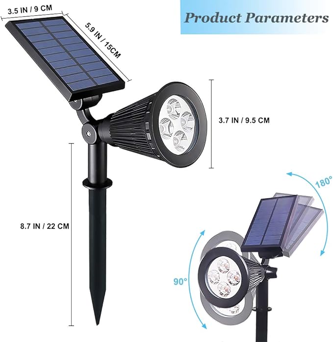Solar Lights Outdoor Waterproof, 4 LED Landscape Lights, 2 in 1 LED Solar - Image 4