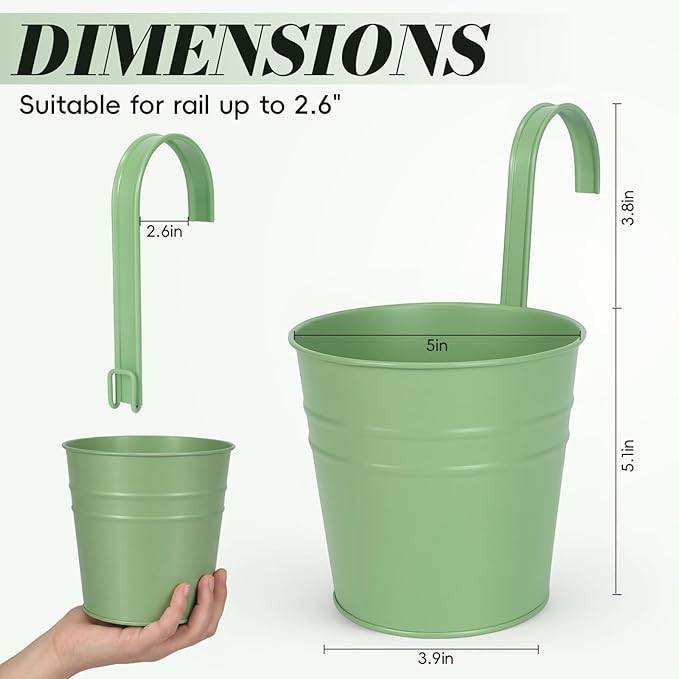 HowRU Hanging Flower Pots, Railing Planter Box - Image 2