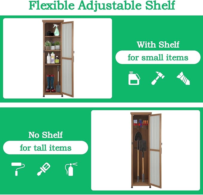 Outdoor Storage Cabinet Weatherproof, Tall Wood Garden Potting Bench Table - Image 8