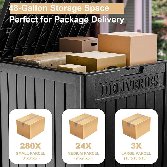 DRATO 48 Gallon Package Delivery Box, Large Lockable Storage Box, Double-Wall - Image 2