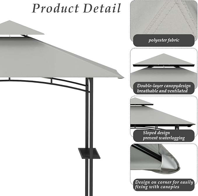 Grill Gazebo Replacement Top, 5 * 8 Outdoor BBQ Top Cover, Double Layer BBQ - Image 4
