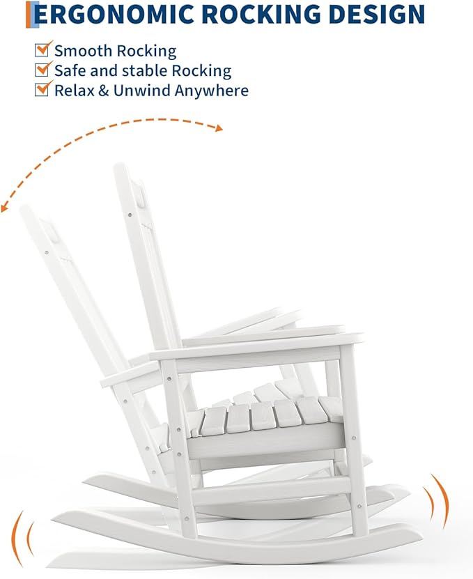 GarveeLife Poly Lumber Rocking Chair Outdoor - Image 3
