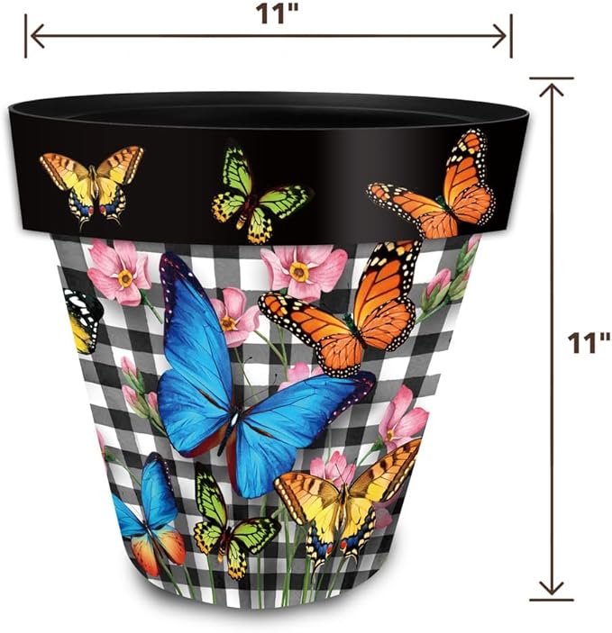 Briarwood Lane Checkered Butterflies Medium Planter - Image 2