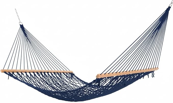 Castaway Living 13 ft. Double Traditional Hand Woven Navy Polyester Rope Hammock by CastawayLiving
