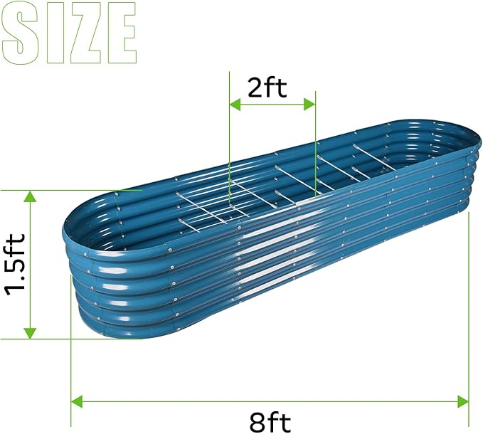 Land Guard 8×2×1.5ft Galvanized Raised Garden Bed Kit, Raised Garden Boxes - Image 2