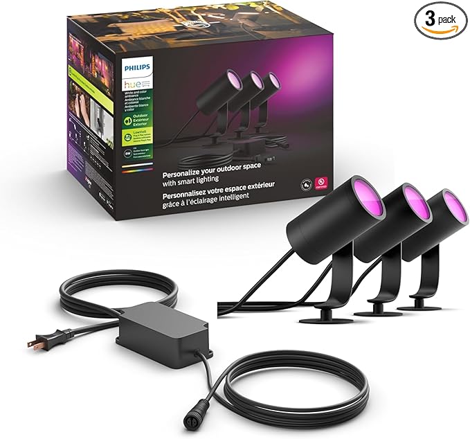 Philips Hue Lily Outdoor Smart Spotlight Base Kit, 3 Pack, Low Voltage by PhilipsHue