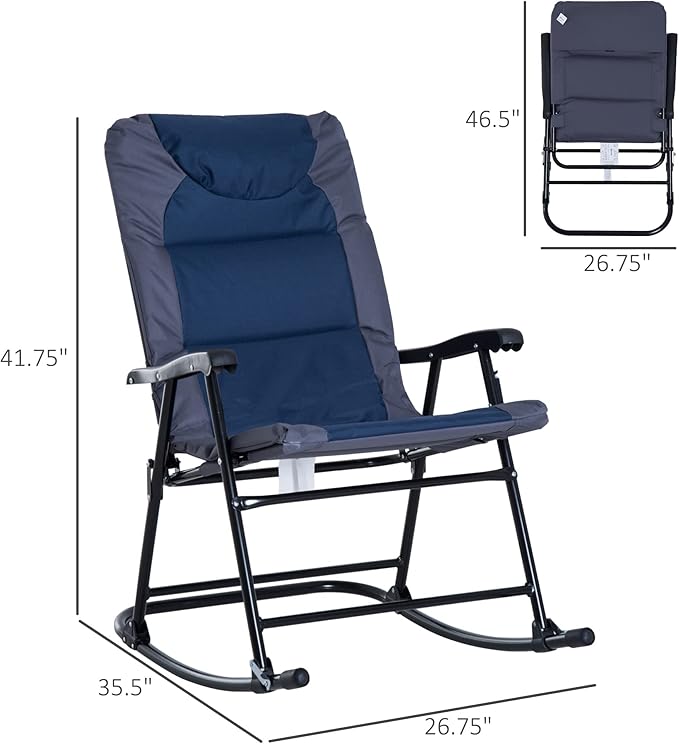 Outsunny Oversized Folding Rocking Camping Chair Set of 2, Padded Outdoor - Image 3