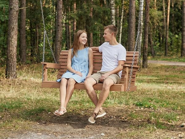 Psilvam Porch Swing, 2-Person Poly Lumber Outdoor Porch Swing, All-Weather - Image 3
