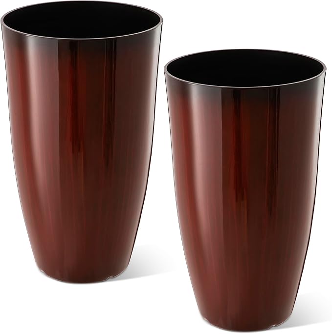 Glitzhome 23.5" H Oversized Tall Planter, Gradient Red Faux Ceramic Finish by Glitzhome