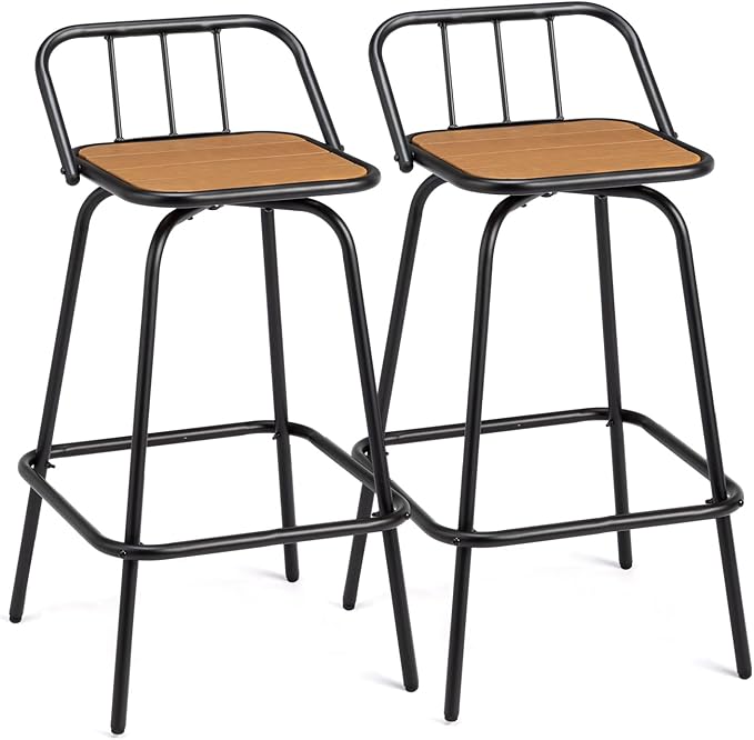 VINGLI 2 PCS Outdoor Swivel Bar Stools, 30 Inch Metal Barstools by VINGLI