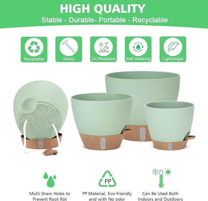 12" 10" 9" 8" Self Watering Pots - Image 5