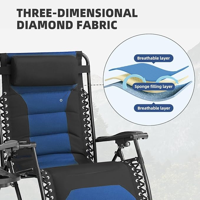 Zero Gravity Chair Set of 4 Oversized Folding Recliner, Padded Anti Gravity - Image 6
