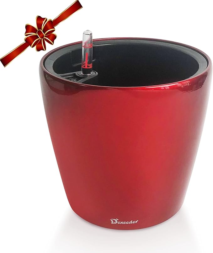 Dexceder 9x8 Inches High Gloss Self Watering Planter Indoor Outdoor, Inner Pot - Image 7