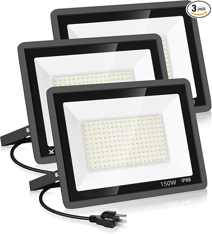3 Pack 150W LED Flood Light Outdoor, Super Bright Exterior Security Light by YANYCN