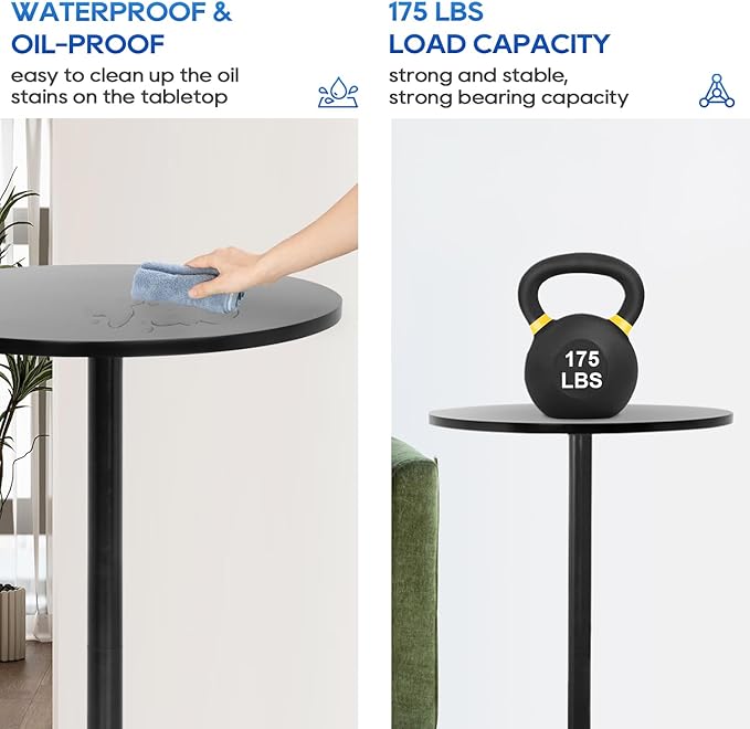 FDW Bistro Pub Table 2 Pack 40 Inch Height Cocktail Table Round Bistro Bar Table - Image 7