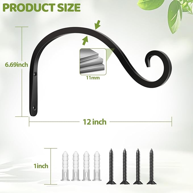 BOLITE Plant Hangers Outdoor Indoor, 12 Inch Wall Plant Hooks, Metal Bird - Image 8