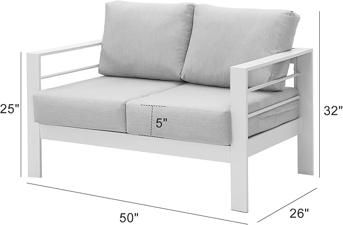 Wisteria Lane Patio Furniture Aluminum Loveseat, All-Weather Outdoor 2 Seats - Image 3