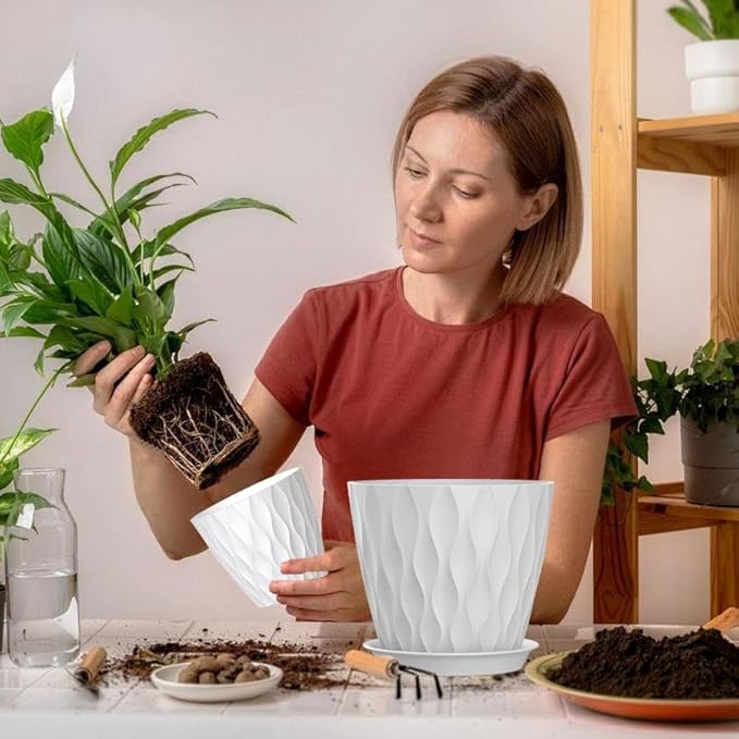 7 Inch Plant Pots 5 Pack, Flower Planters - Image 5