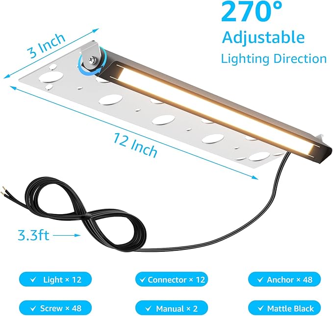 SUNVIE 12 Inch LED Hardscape Lighting 2700K Soft White Retaining Wall Lights 7W - Image 6