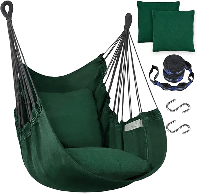 Halalona Hammock Chair Hanging Hammock Chair Rope Swing 2 Cushions by Halalona