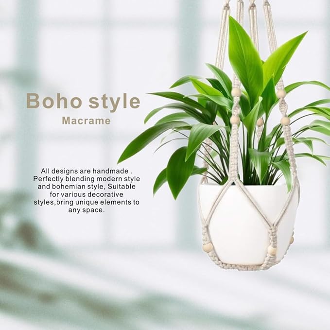 3 Pack Macrame Plant Hanger, Hanging Plant Holder, Boho Home Decor Hanging - Image 5