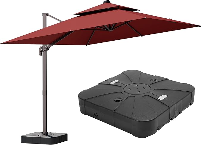 9x12FT Red Cantilever Outdoor Patio Umbrella by ZLACUIU