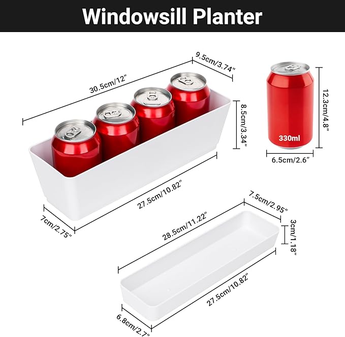 GREANER Flower Boxes, 3 Pack 12x3.8 Inch Rectangle Window Boxes, Herb Planters - Image 2