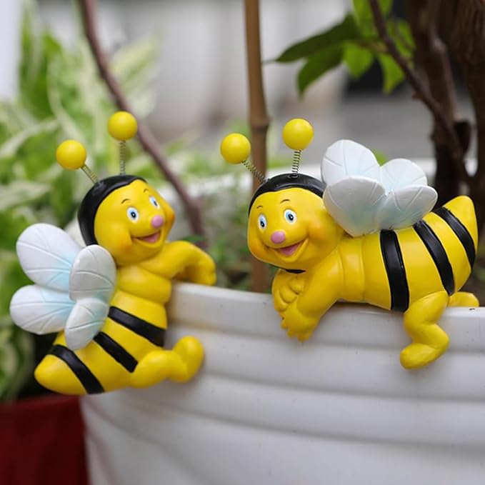 2-Piece Set Bees Pot Huggers for Planters, Climbing Bee Flower Pot Hugger by Pujipu