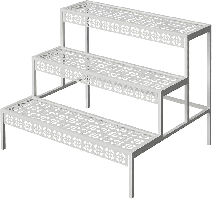 aboxoo 3 Tiers Metal Plant Stand, Rectangular Ladder Flower Pots Outdoor Plant by aboxoo