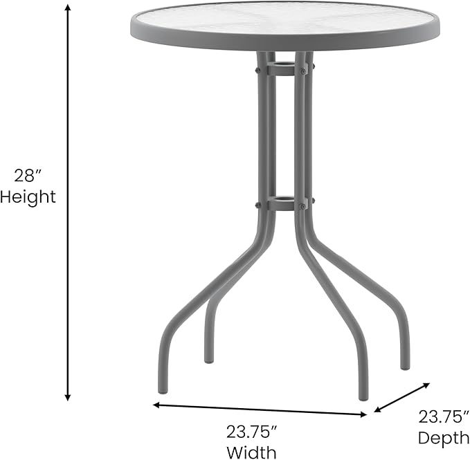 Flash Furniture Bellamy 23.75'' Round Tempered Glass Metal Table - Image 3