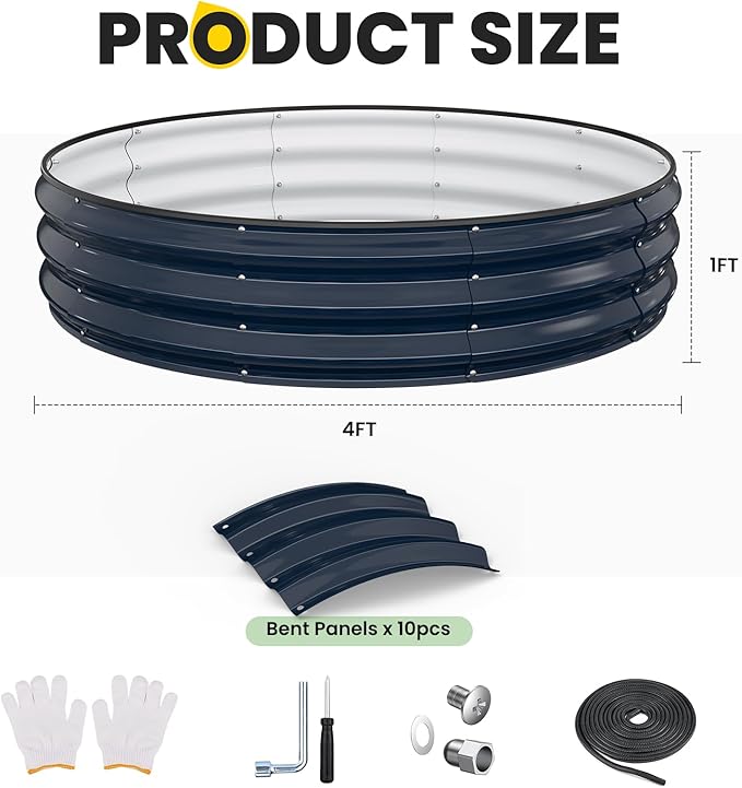 Galvanized Raised Garden Bed 4×4×1 FT, Round Metal Raised Garden Bed Outdoor - Image 5
