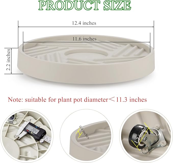 2 Pack Plant Caddy with Wheels, Flower Pot - Image 3