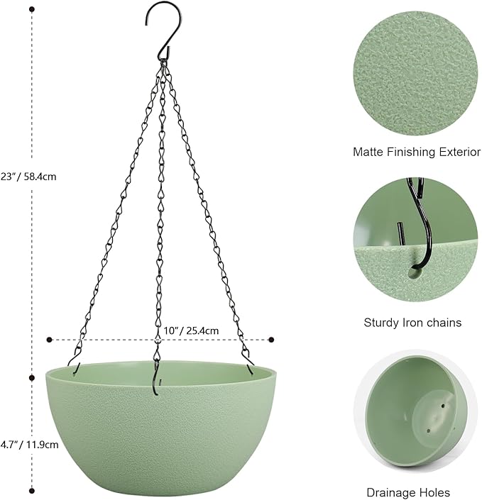 10 inch Hanging Planters Plant Pots - Image 2