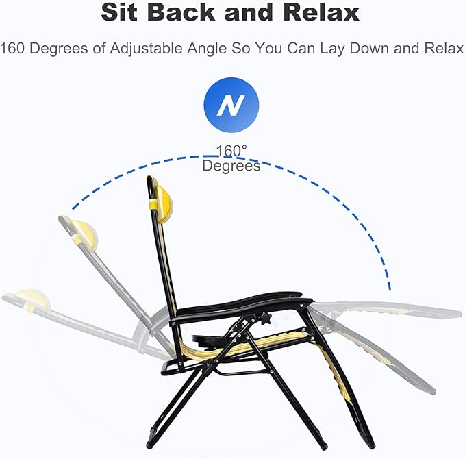 Nazhura Set of 2 Relaxing Recliners Patio Chairs Adjustable Steel Mesh Zero - Image 4