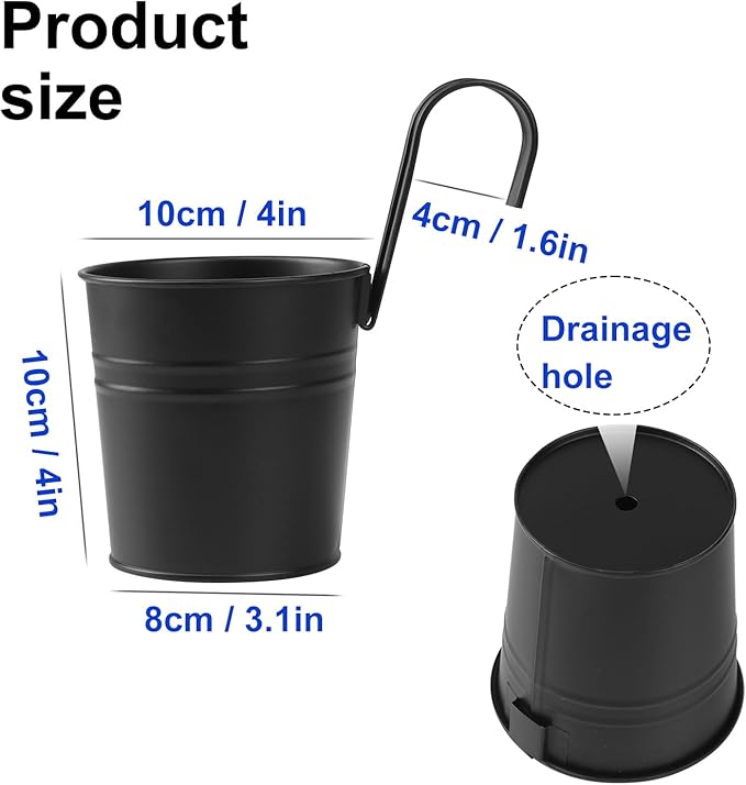 20 Pack 4 Inch Railing Hanging Planter, Metal Hanging Flower Pots, Metal - Image 2