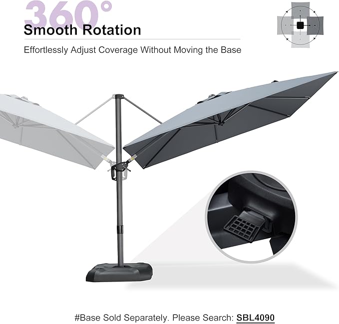 PURPLE LEAF 9 Feet Patio Umbrella Outdoor Cantilever Square Umbrella Aluminum - Image 8