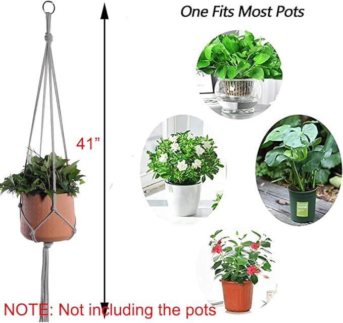 ELANE 6PCS Macrame Plant Hanger Indoor Hanging Planter Basket Decorative - Image 2