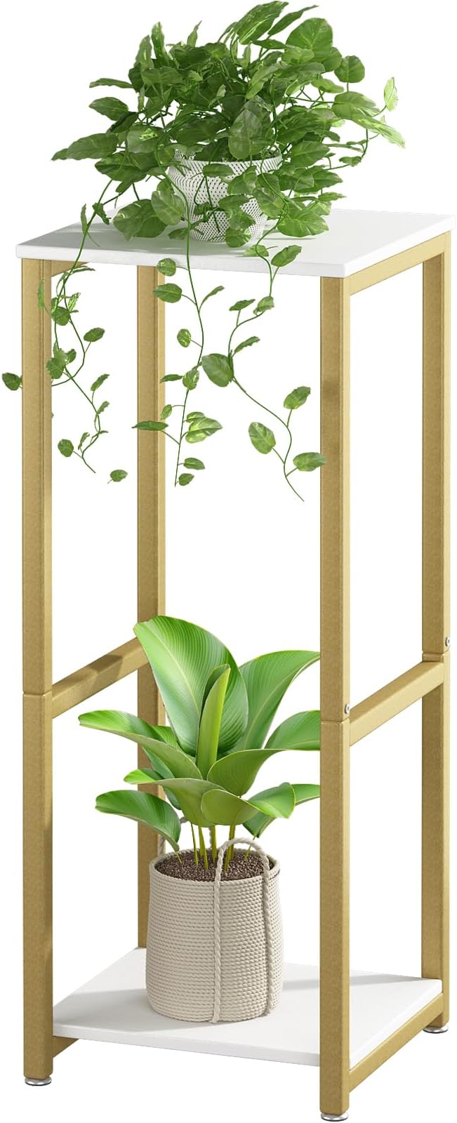 Plant Stand Indoor Corner Tall 2 Tier Metal Modern Flower Storage Plant Shelf by YIZAIJIA