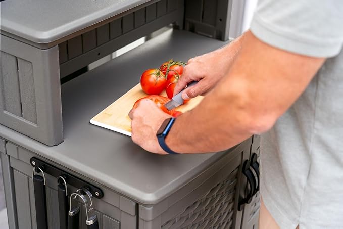 Suncast Patio Plastic Storage and Prep Station - Image 11
