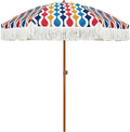 AMMSUN 7ft Patio Umbrella with Fringe Outdoor Tassel Umbrella UPF50+ Premium by AMMSUN