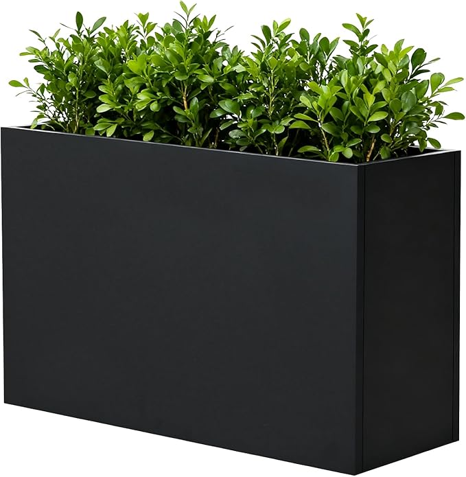 Black Metal Heavy Planter 32" x 15" x 24"for Outdoor Plants Metal Rectangle by DISCOVERINGBEAUTY