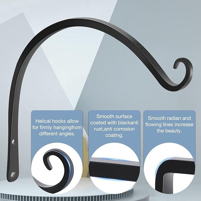 Gtongoko 2 Pack 14 Inch Plant Hangers Outdoor Metal, Plant Hooks - Image 3
