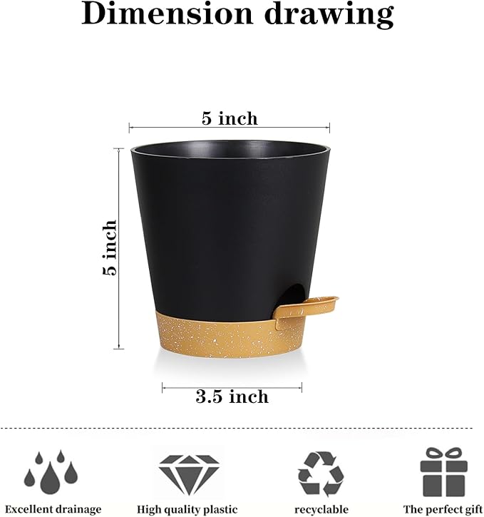 5 Pack 5 inch Self-Watering Pots, African Violets Planter - Image 2