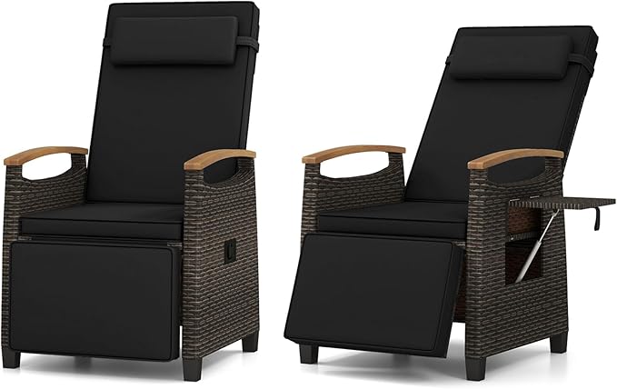 RELAX4LIFE Rattan Outdoor Recliner Chair by RELAX4LIFE