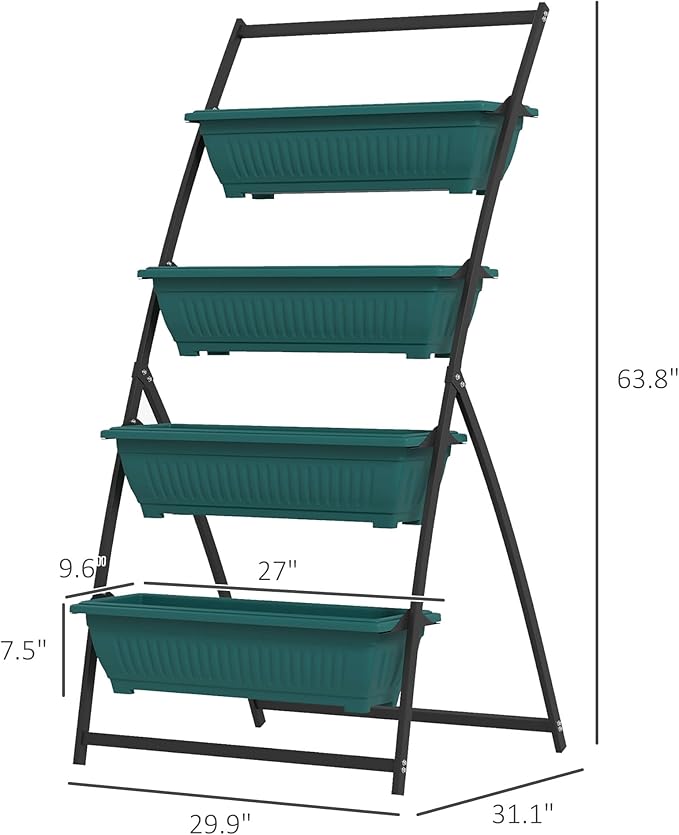 Outsunny Raised Garden Bed, 4 Tier Vertical Garden Planter Set, 4 Outdoor - Image 7