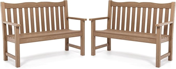 Stoog Outdoor Benches Set of 2, 2-Person Poly Lumber Garden Bench by Stoog